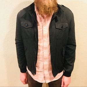 Men’s Black Jacket w/ Gray Grid Print